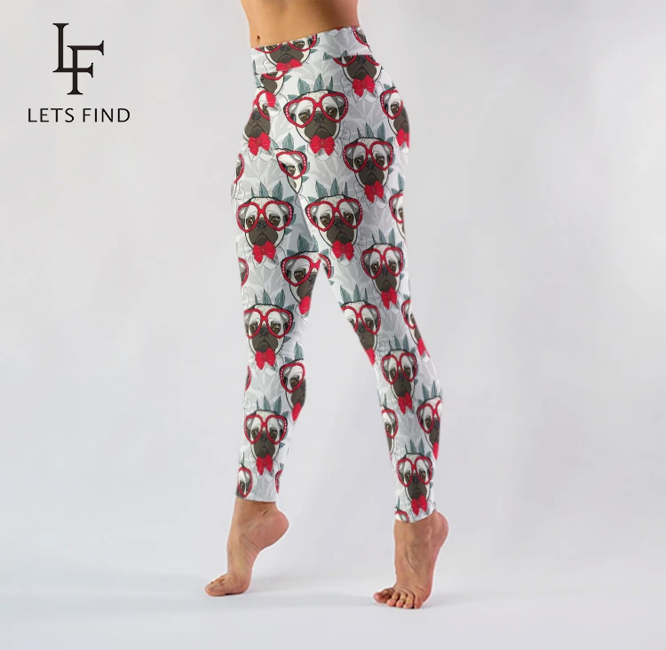 LETSFIND 2019 New Design Cute Cartoon Animals Dogs Printing Fitness Leggings Fashion High Waist Casual Stretch Women Leggings