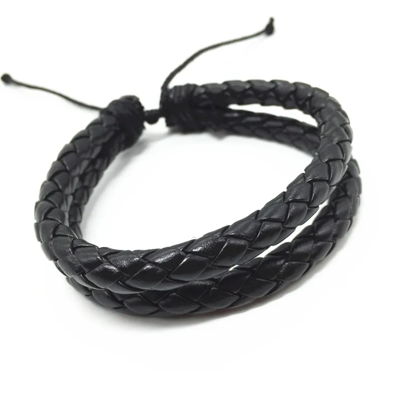 Новые двухслойные браслеты ручной работы в стиле панк из искусственной кожи для