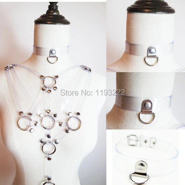 Ожерелье-чокер ручной работы с прозрачной виниловой пряжкой | Украшения и