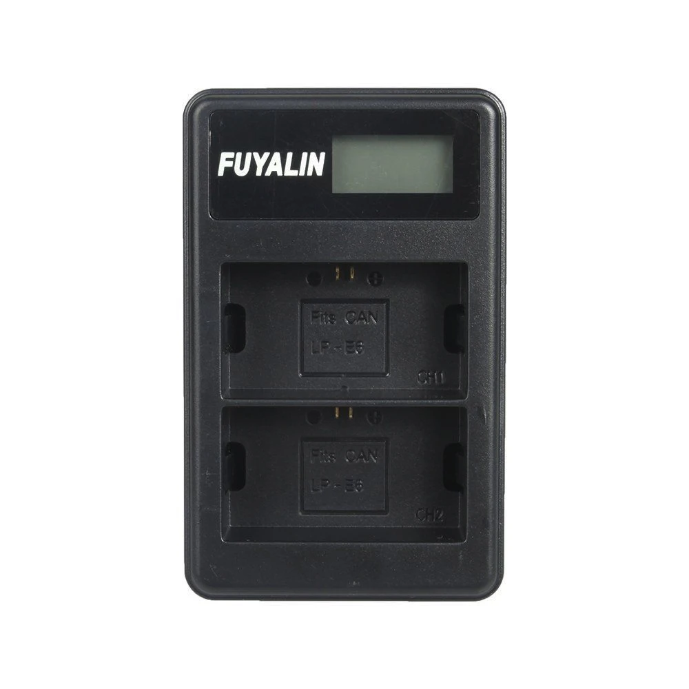 Зарядное устройство LPE6 для двух аккумуляторов с ЖК дисплеем Canon EOS 5D Mark IV III 5Ds R 7D 6D