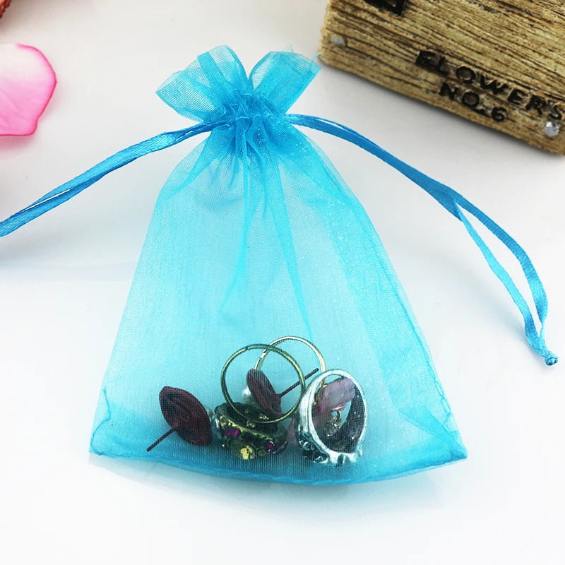 

Wholesale 200pcs/lot 20x30cm Lake Blue Organza Bags Wedding Favor Jewelry Cosmetics Packaging Bags Drawstring Gift Bag & Pouches