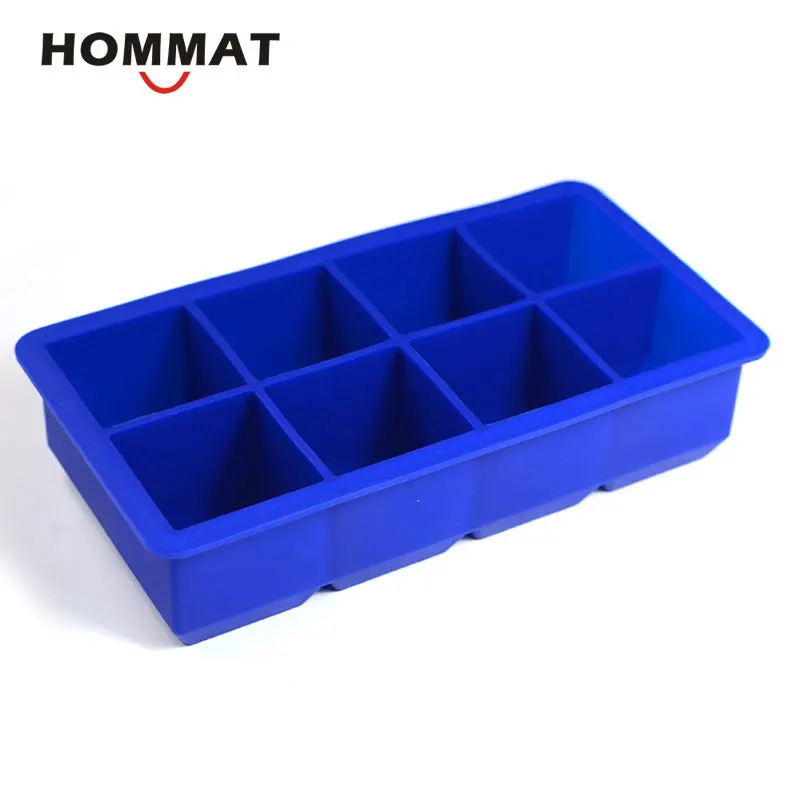 8 Cells Blue DIY креативный большой кубик льда, форма квадратной формы, силиконовый лоток для льда, фруктовый Желейный кубик для льда, форма для мыла, кухонные аксессуары - Цвет: 8 Cells Blue