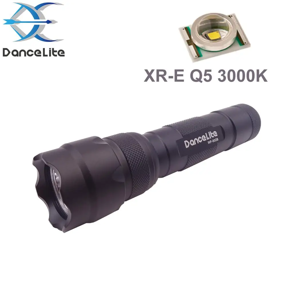 DanceLite WF 502B Q5 теплый белый 3000K 1 Mode (вкл/выкл) наружный светодиодный фонарик (OP/SMO)|led