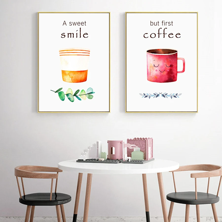 Кичен Cofe настенные художественные плакаты и принты Кофе на холсте Картины Nordic