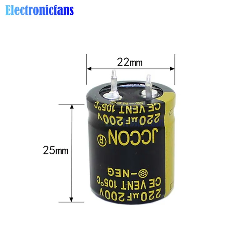 Diymore 200V 220uF 22x25мм алюминиевый электролитический конденсатор с отверстиями 200V220uF