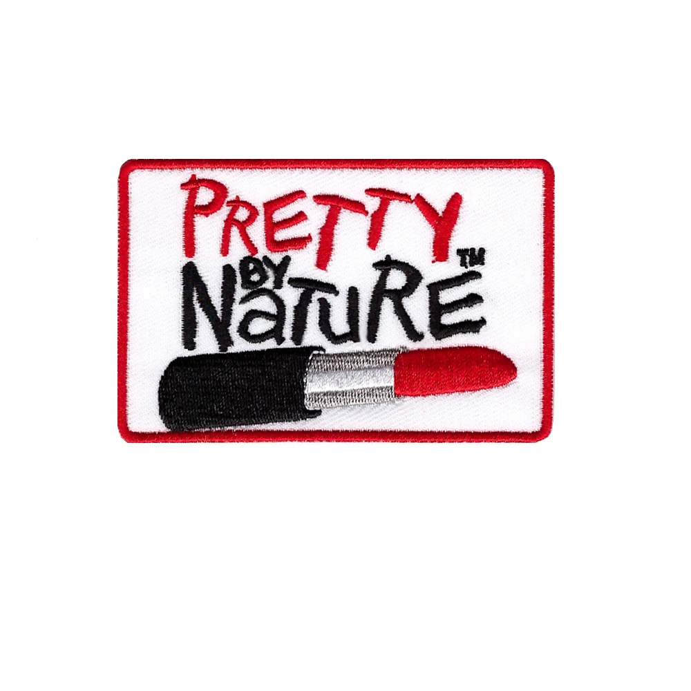 

pretty by nature lipstick iron patches for clothing brand patch embroidery badge DIY colour can be custom
