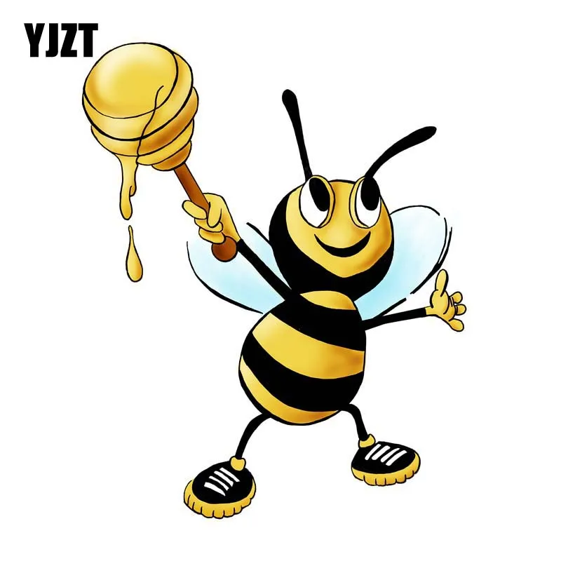 

YJZT 14.1CM*17.4CM The Bee Holds The Honey Decorate PVC Sticker Car Decal 12-300721