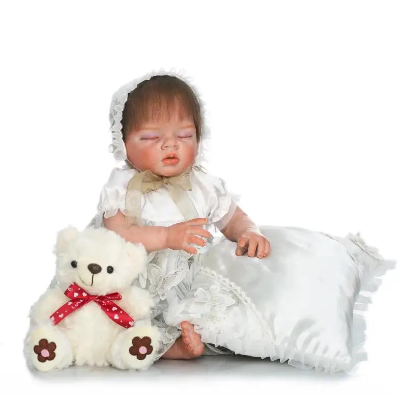 55 см bebe reborn высокое качество девочка Кукла младенцы мягкие силиконовые детские