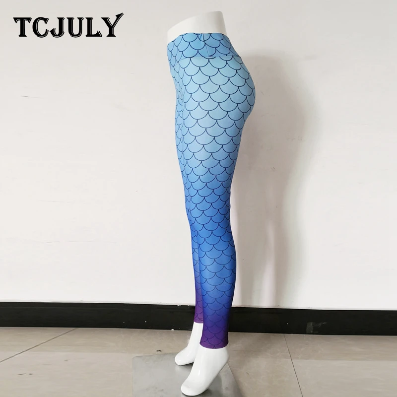 Модные леггинсы Русалочки TCJULY с высокой талией обтягивающие пуш ап штаны для