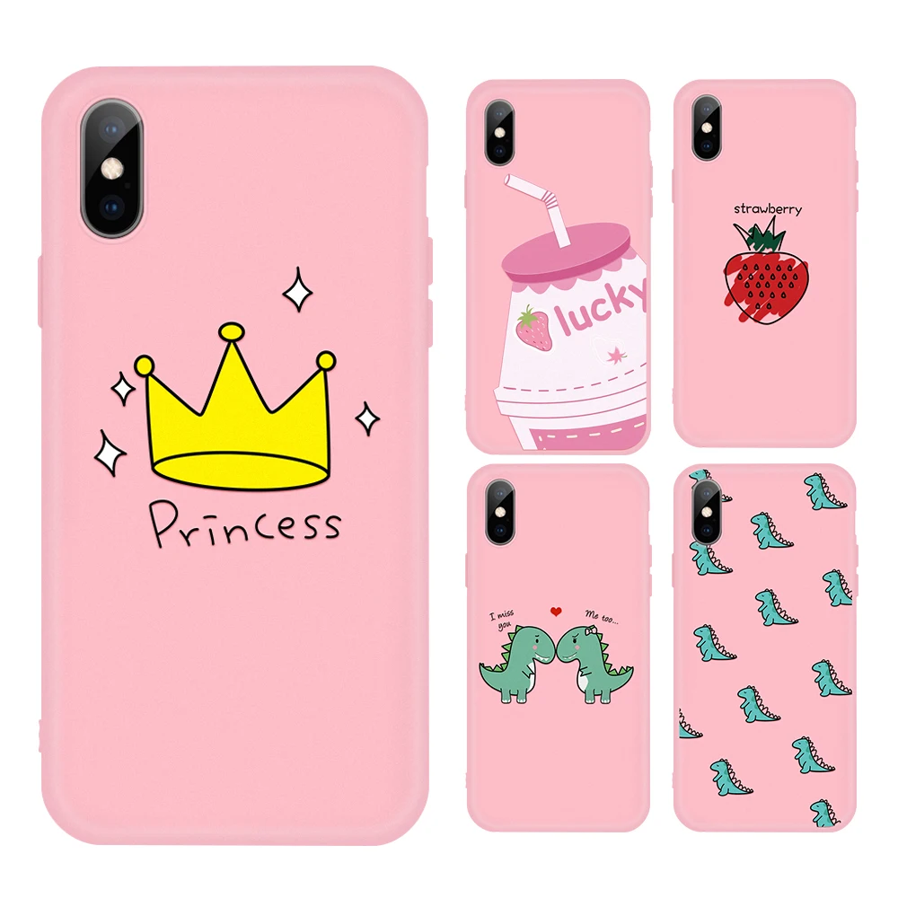 New Pink Funny Cute phone case For iphone 8 7 cases Lovely Cartoon Animal Plant TPU cover iPhone 6 6S Plus X XS Max XR |