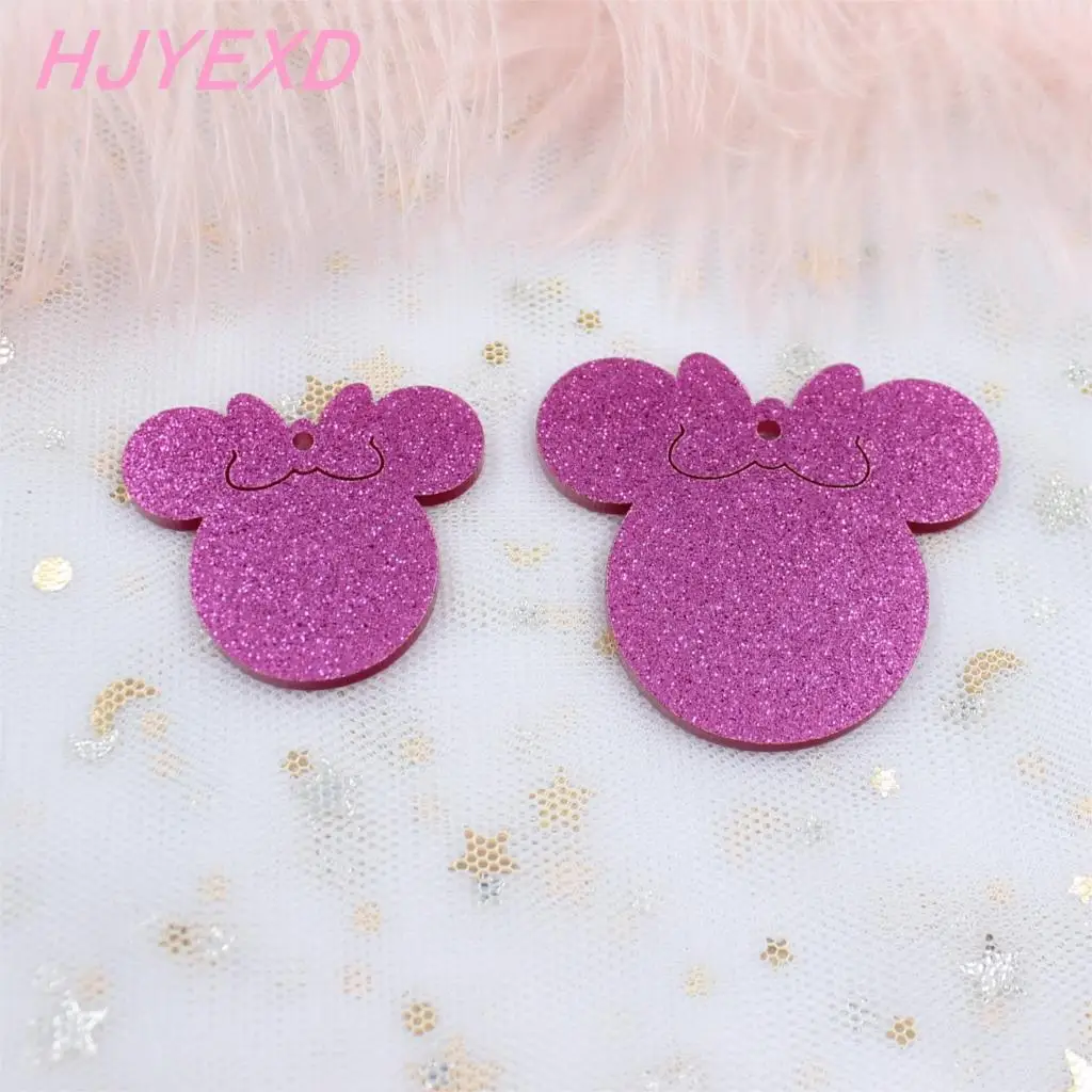 (5pcs)38mm /50mm Hot Pink Glitter Female Mouse Earrings Key Chains Party DIY Gifts Laser Cutout 1.5/2.0 inches -AC1572 | Украшения и