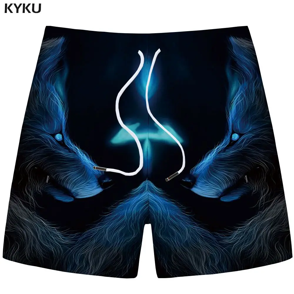 KYKU Wolf шорты мужские повседневные короткие брюки карго черные пляжные шорты с 3d принтом готические мужские шорты для фитнеса новые мужские летние шорты - Цвет: Mens Shorts 03