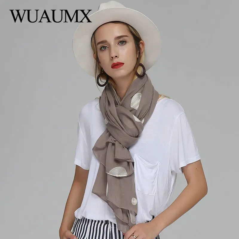 Wuaumx новая весна Для женщин шарф Хлопок Мягкие Тонкие шарфы палантины Dot Pattern