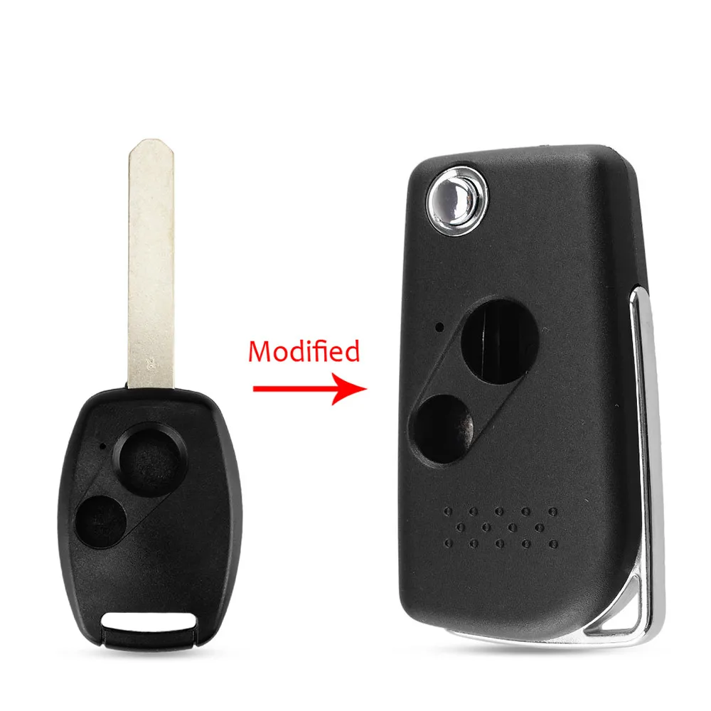 2 Кнопки KEYYOU модифицированный флип-ключ 2/3 кнопок для Honda Accord Civic Pilot CITY Jazz FR-V CRV 2007 брелок Складной Корпус автомобильного ключа дистанционного управления - Количество кнопок: 2 Кнопки