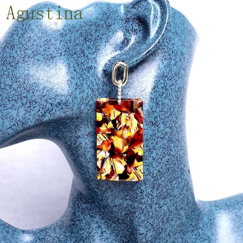 Серьги модных украшений с ринестонами для женщин в стиле бохо с подвесками из смолы и ацетата, минималистичные серьги из акрила в виде звезды, панк-серьги, милые серьги Agustia.