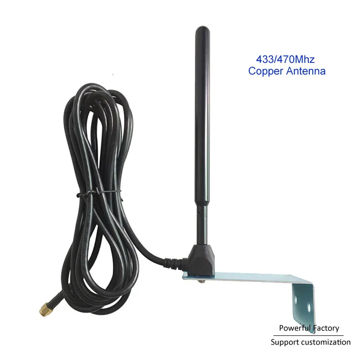 

433Mhz Omnidirectional Pure Copper Antenna with L-Bracket 3M Cable SMA Male