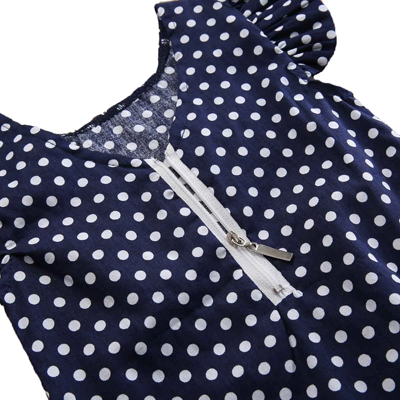 Комбинезоны для маленьких девочек летняя одежда синий комбинезон в горошек без