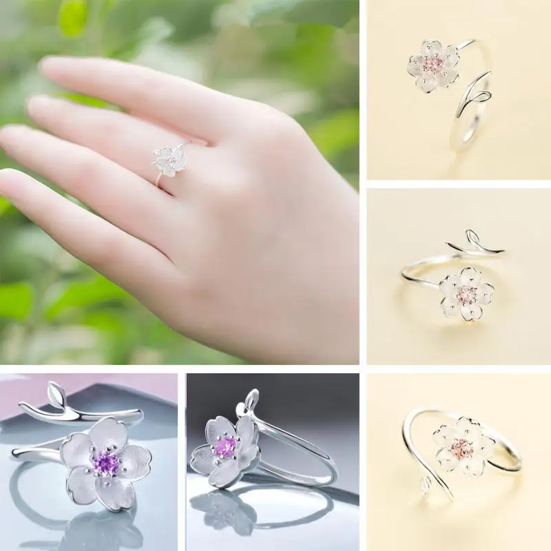 Женское кольцо с цветком Chandler Chic розовое вишни открытое модное ювелирное
