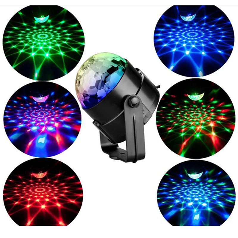 Миниатюрный Хрустальный волшебный шар RGB сценический со звуковой активацией для