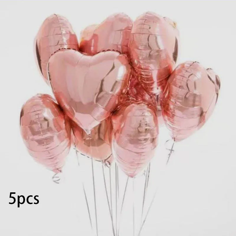 5pcs rose gold ball 18 дюймов розовое золото сердце фольгированный шар 10 дюймов Белый Розовый Латекс конфетти для воздушного шара шар свадебное украшение день Рождения Вечеринка Детские игрушки - Цвет: 5pcs rose gold ball