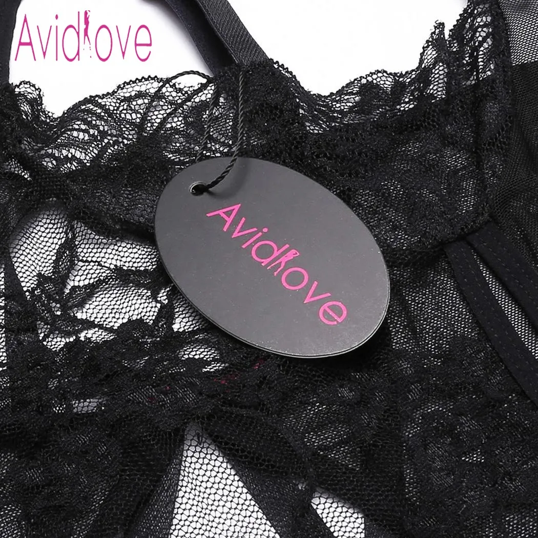 Avidlove плюс размеры белье эротическое горячий секс кукла костюм для женщин кружево Ночные сорочки в сетку Корректирующие боди для ночное порно