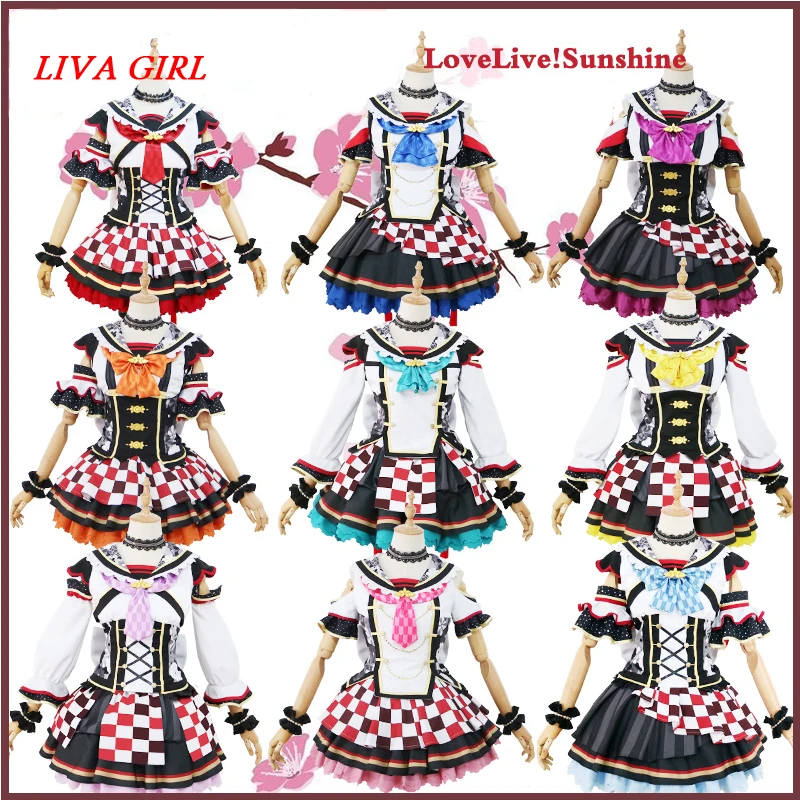 Платье для девочек Liva Love Live Sunshine Aqours Kunikida Hanamaru Ruby Maid одежда униформы костюмы