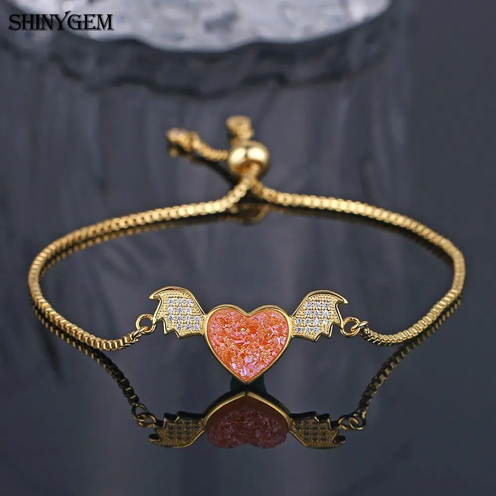 Женские очаровательные браслеты ShinyGem Little Devil с милым сердечком из натурального