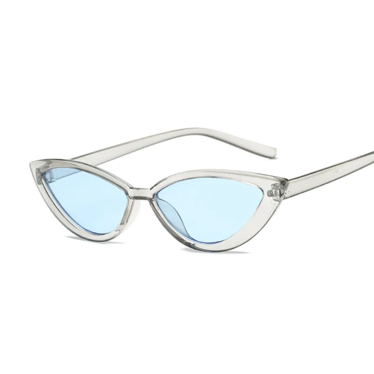 Blue Lens Новые винтажные черные солнцезащитные очки кошачий глаз, женские модные брендовые дизайнерские зеркальные солнцезащитные очки в небольшой оправе Cateye для женщин, солнцезащитные очки UV400 - Цвет линз: Blue Lens