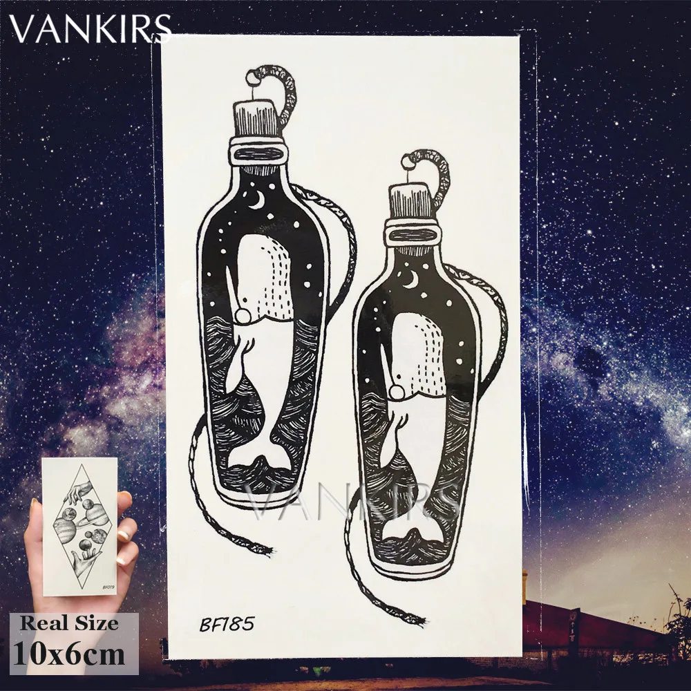 VANKIRS временные татуировки наклейки для женщин маленькая Геометрическая лиса искусственные татуировки черный Лев Мужские геометрические DIY тату водонепроницаемые косметические - Цвет: VBF185