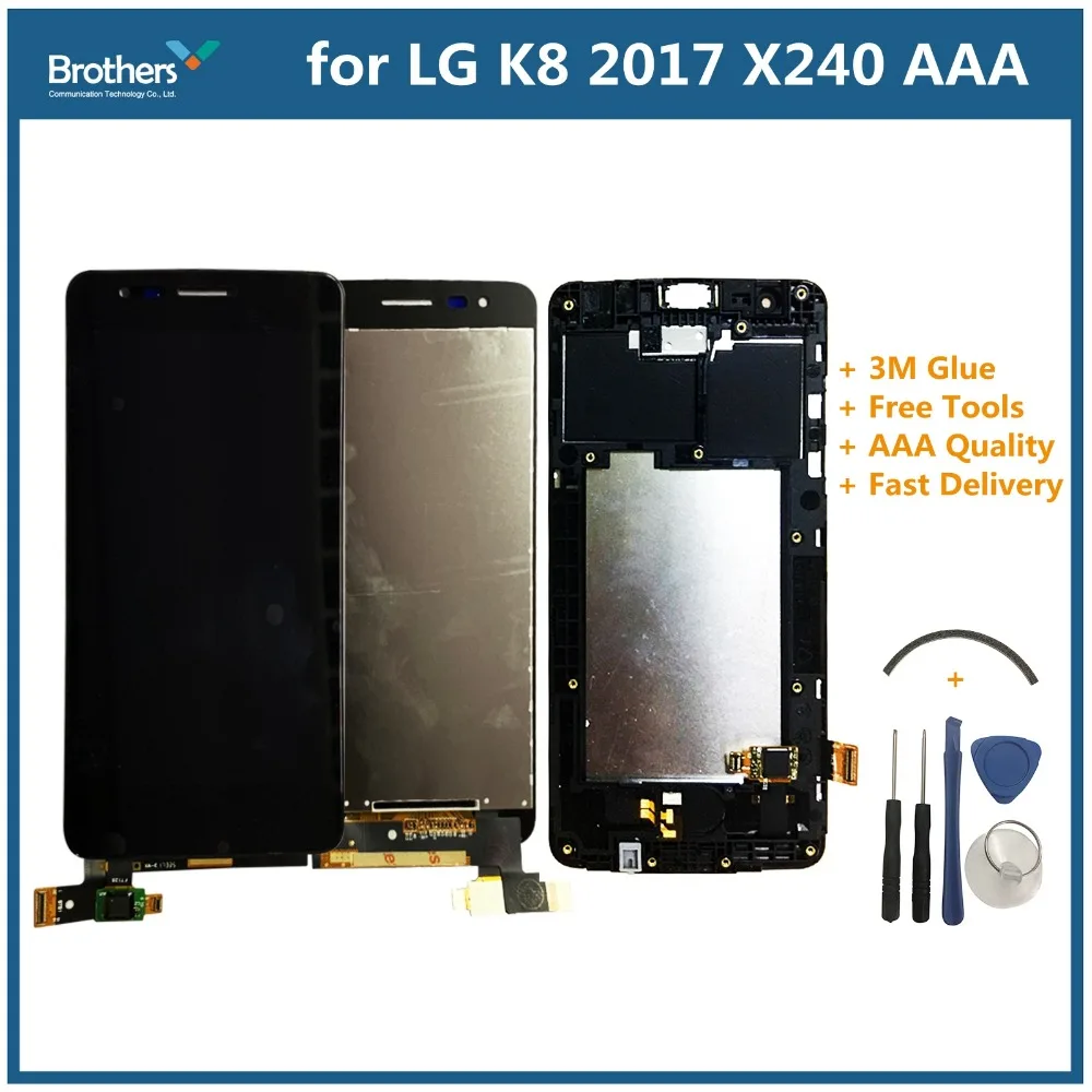 ЖК дисплей для LG K8 2017 X240 сенсорный экран дигитайзер с рамкой две SIM карты