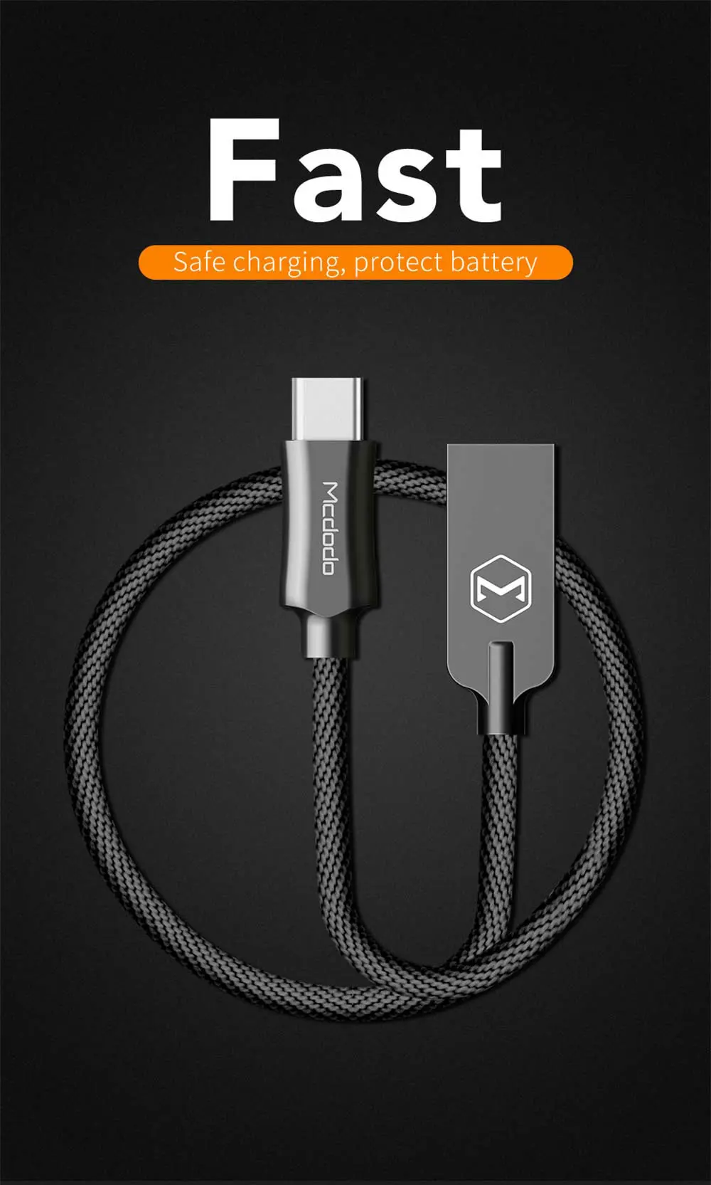 Mcdodo usb type-C кабель 2A для Oneplus huawei mate 20 Pro USB кабель QC 3,0 Быстрая зарядка USB-C кабель для передачи данных для samsung S9 S8 Plus