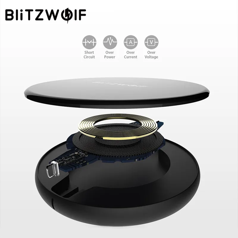 BlitzWolf Qi беспроводное зарядное устройство 5Вт для iPhone X 8 Plus Samsung S8 Note S9 Док подставка