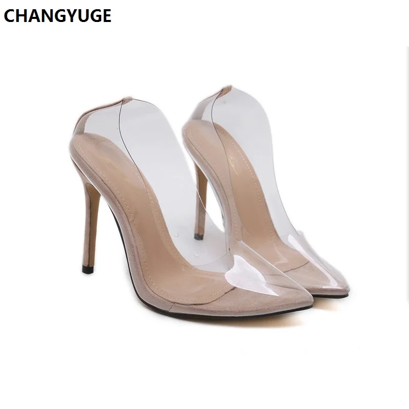 Прозрачный помпон Sandalen Perspex прозрачный ПВХ Hak Stiletto Hoge Hakken  Punt Tenen Vrouwen Partij Schoenen Nachtclub Pomp 35-42 - купить по  выгодной цене | AliExpress