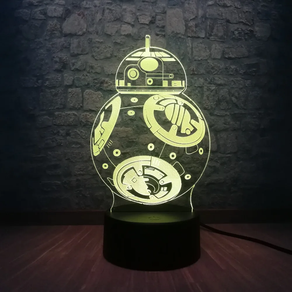 3D Светодиодная лампа Звездные войны подарок для мальчика игрушки робот BB-8 шар 7