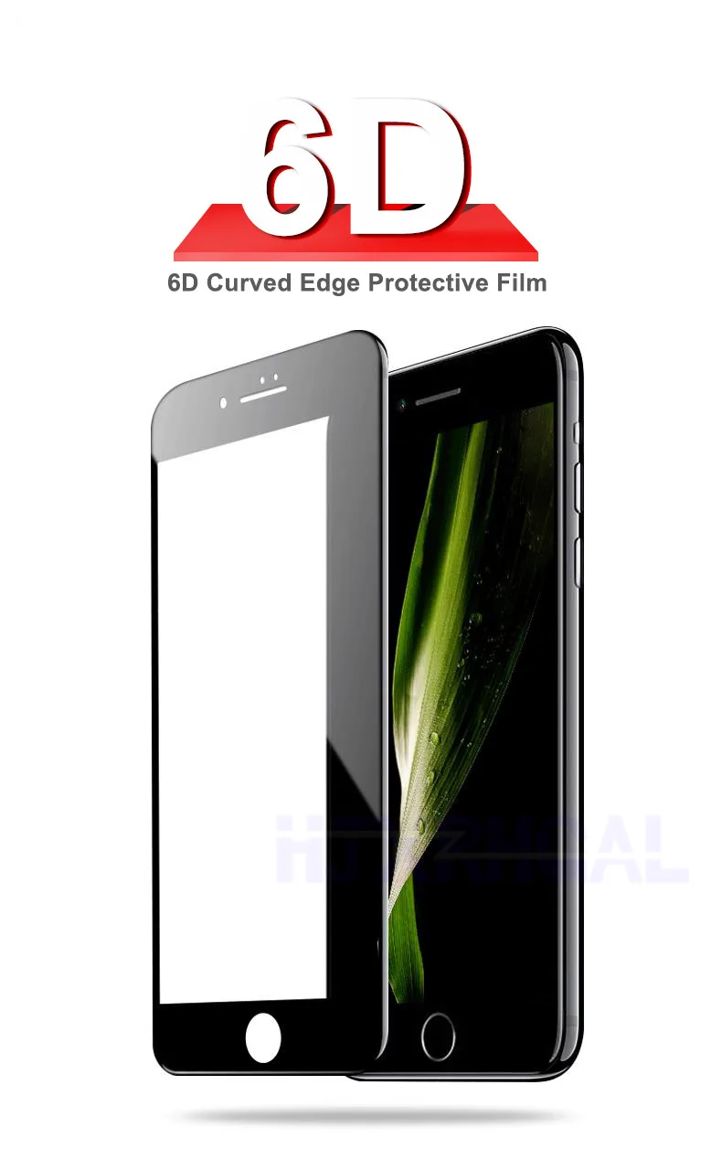 6D Защитное стекло для iPhone 6 6S 7 8 X стекло на закаленное стекло для iPhone 6 6S 7 8 Plus Защитная пленка для экрана