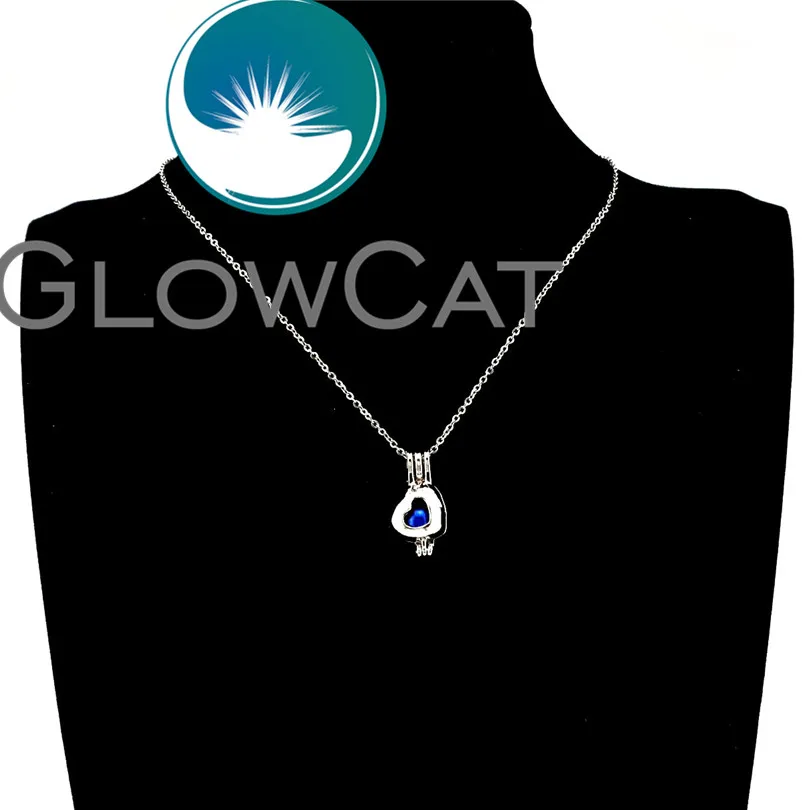 GLOWCAT R-K698 Silver Mother Heart Love Beads Cage Pendant Essential Oil Diffuser Aromatherapy Pearl Locket Necklace | Украшения и