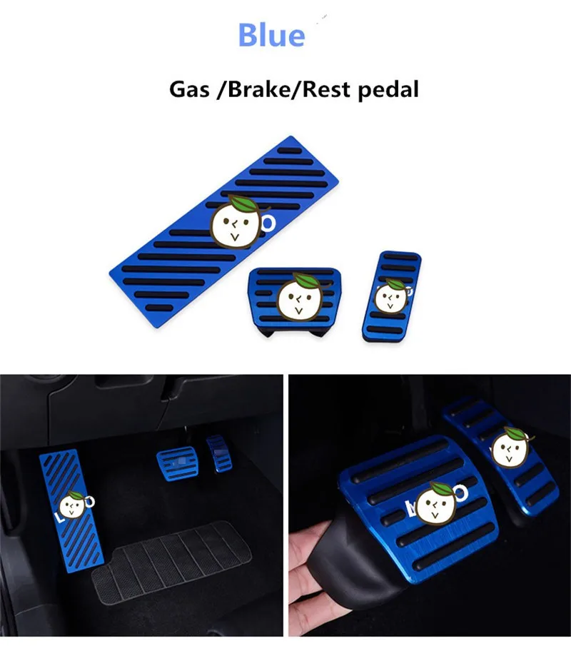 Blue 3Pcs 3 шт., алюминиевый сплав, автомобильный Стайлинг, акселератор, газ, педаль тормоза, для Skoda Kodiaq, противоскользящие педали, накладки, накладки - Название цвета: Blue 3Pcs