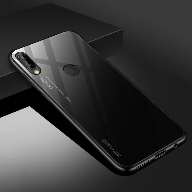 Градиентный чехол Samsun A50 из закаленного стекла для samsung Galaxy A30 A10 A50 M10 M20 M30 A 50 40 70 30 красочные чехлы - Цвет: Black