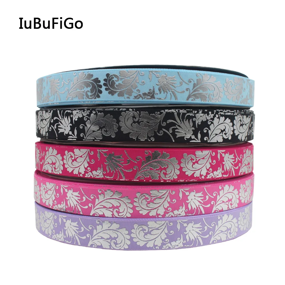 

[IuBuFiGo] Лента из серебряной фольги, печатный цветок из корсажной ленты для рукоделия, упаковка банта, подарочное украшение 7/8 "(22 мм), 10 ярдов/па...