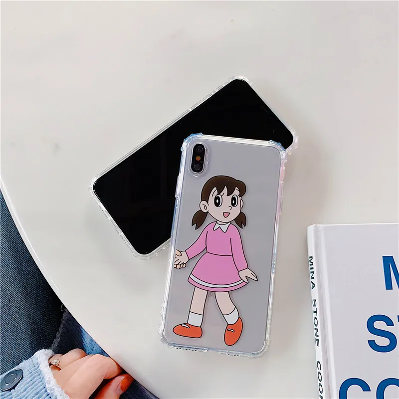 Прозрачный мягкий чехол из ТПУ для iPhone 6 S 7 8 Plus X XR XS Max Doraemon Nobita kamei с милыми