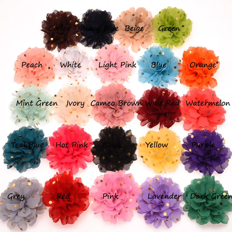 120 шт золотые точки печати шифон дискотеки цветы пышные Цветы Аксессуары без