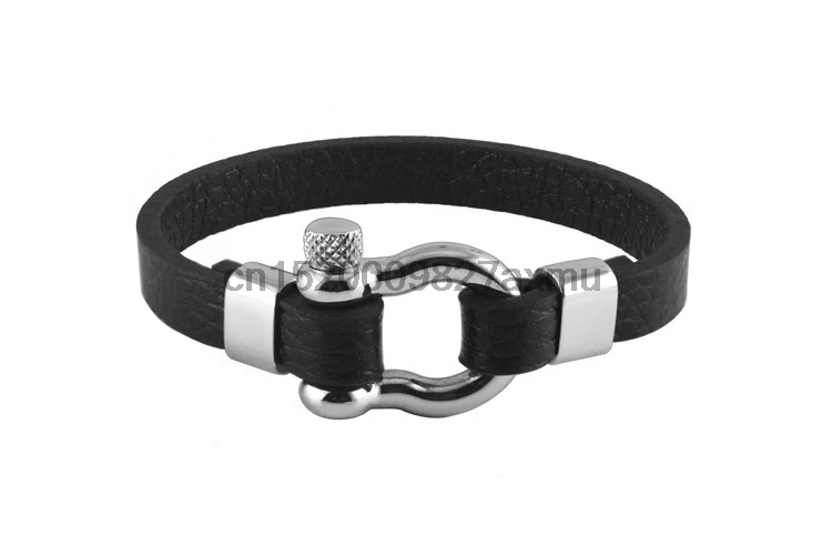 100 шт. мужской браслет из нержавеющей стали с винтовой окантовкой кожаный для