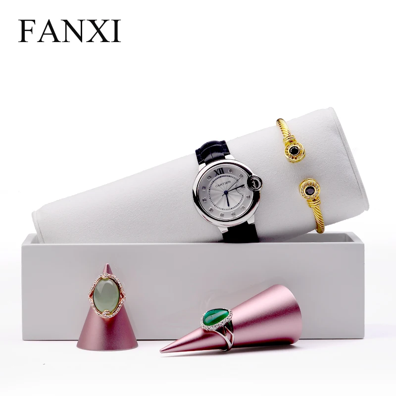 FANXI твердый деревянный дисплей часов браслет с подставкой браслет держатель с микрофиброй украшение со вставкой Органайзер витрина