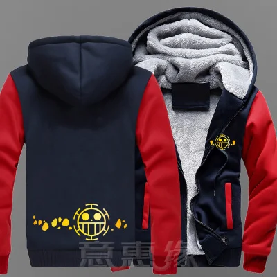 13 Новые зимние куртки и пальто одна деталь Толстовка аниме Trafalgar D водное право с капюшоном Толстая молния мужские толстовки - Цвет: 13