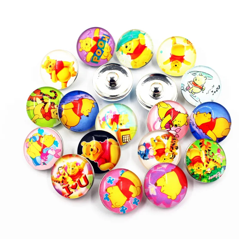 Горячая Распродажа набор из 20 штук кнопки Винни-Пуха 18 мм Мультяшные защелки