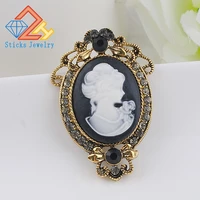 charm brooch european and american vintage jewelry female beauty queen head gorgeous fashion zinc alloy jewelry