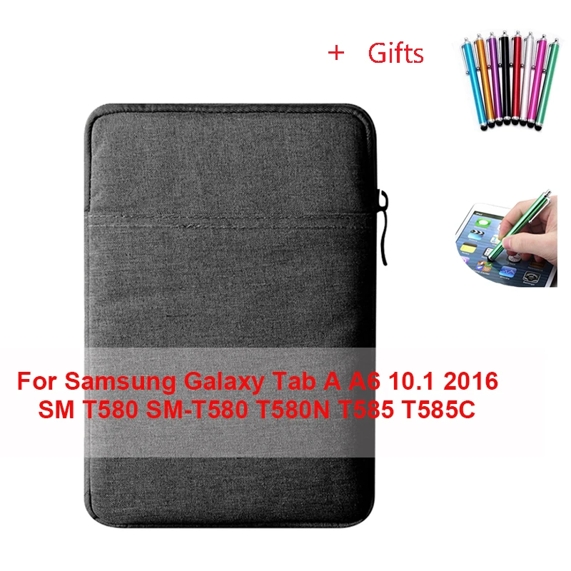 For Samsung T580 Чехол для планшета с рукавом для Samsung Galaxy Tab A A6 10,1 S 10,5 SM T580 SM-T580 T585C SM T800 T805 чехол из закаленного стекла+ ручка - Цвет: For Samsung T580