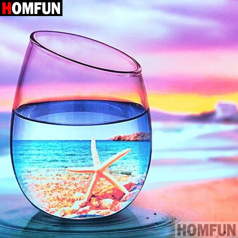Алмазная живопись HOMFUN A08169 океанская чаша вышивка крестиком из