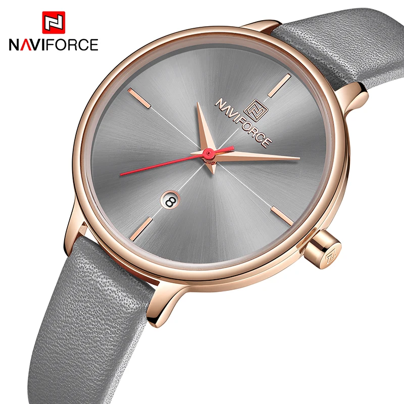 NAVIFORCE женские часы Топ бренд класса люкс модные кварцевые наручные кожаные