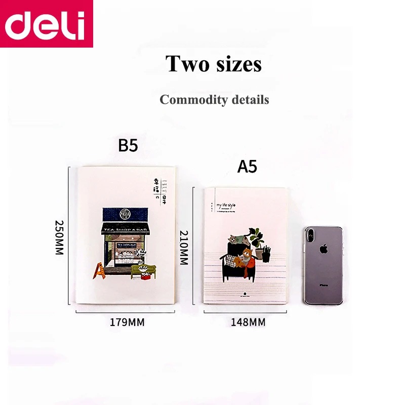Записная книжка Deli A5(210x148 мм) 6 шт./лот B5(250x175 шовная записная мультяшная Обложка